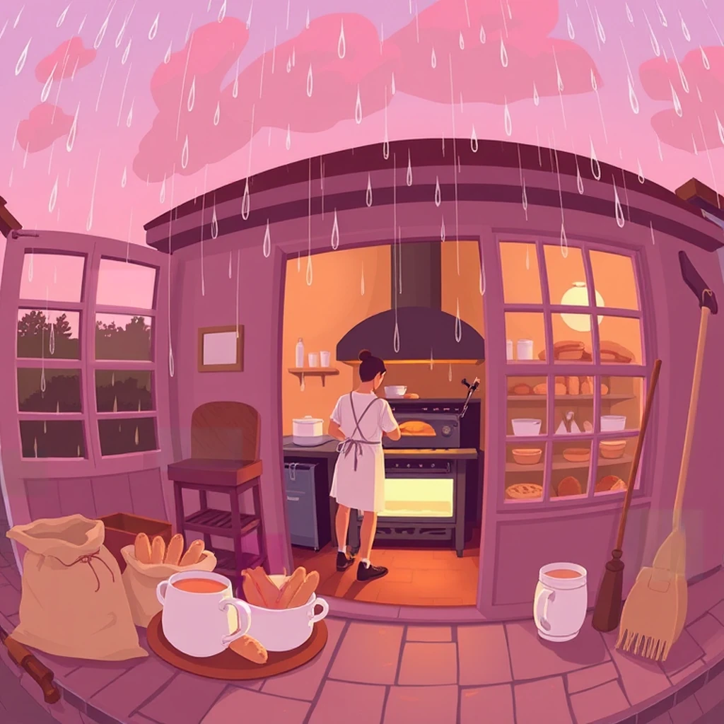 Image B of the puzzle: 1900s french countryside village bakery with wood-fired oven