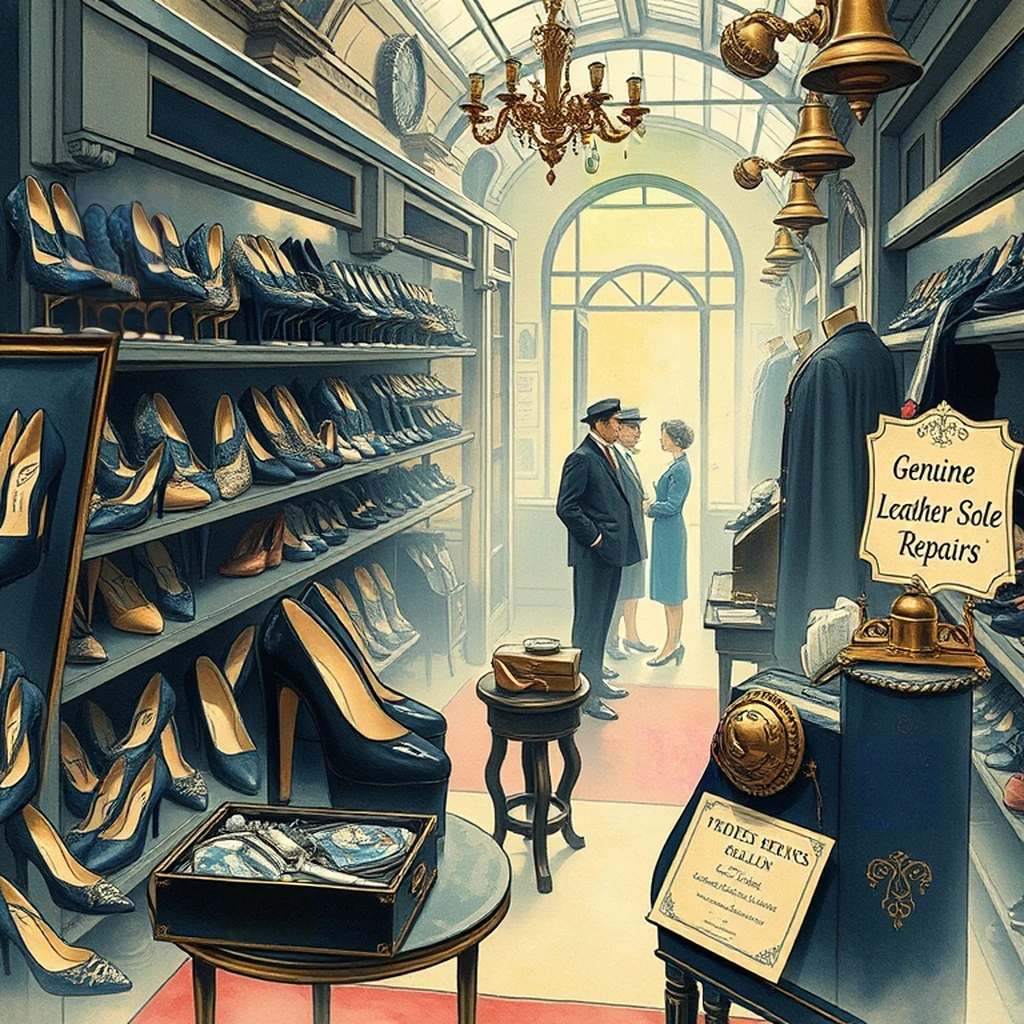 Image B of the puzzle: 1920s berlin department store ladies' shoe section with high heels