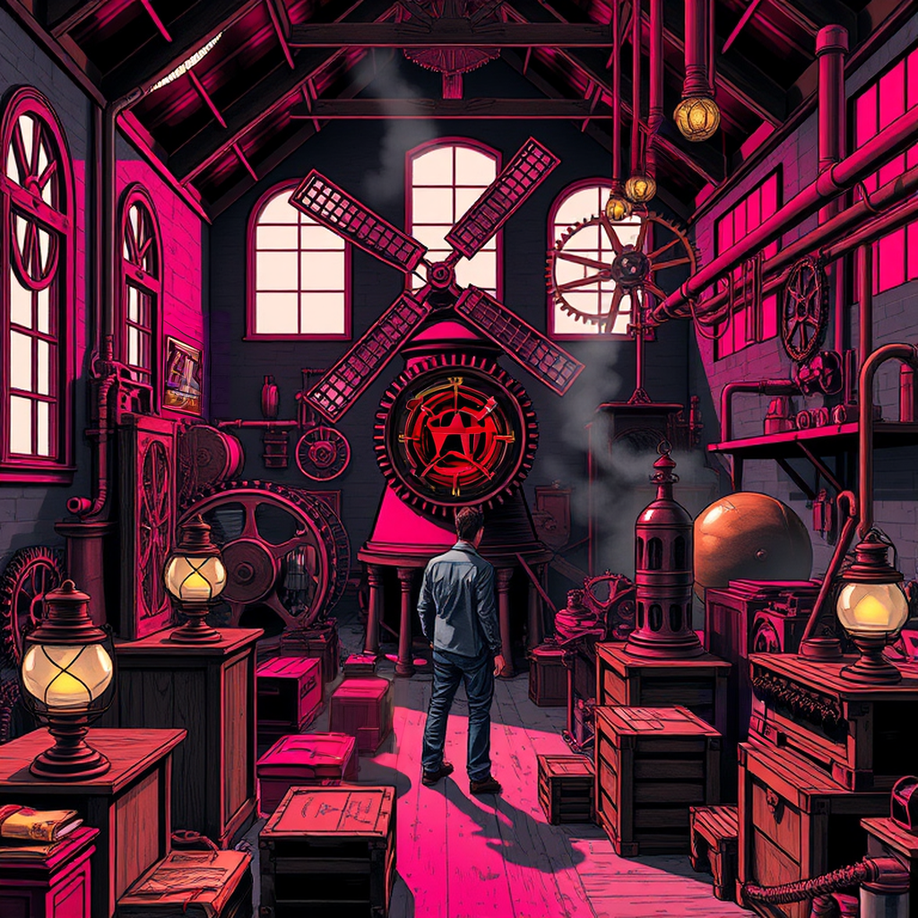 Image B of the puzzle: 1920s dutch windmill interior with wooden gears and cogs