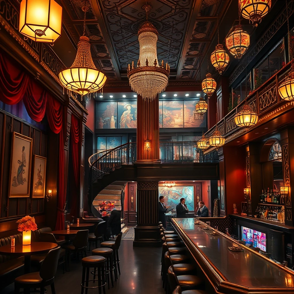 Image B of the puzzle: 1920s Shanghai jazz club with art deco interiors and gold accents