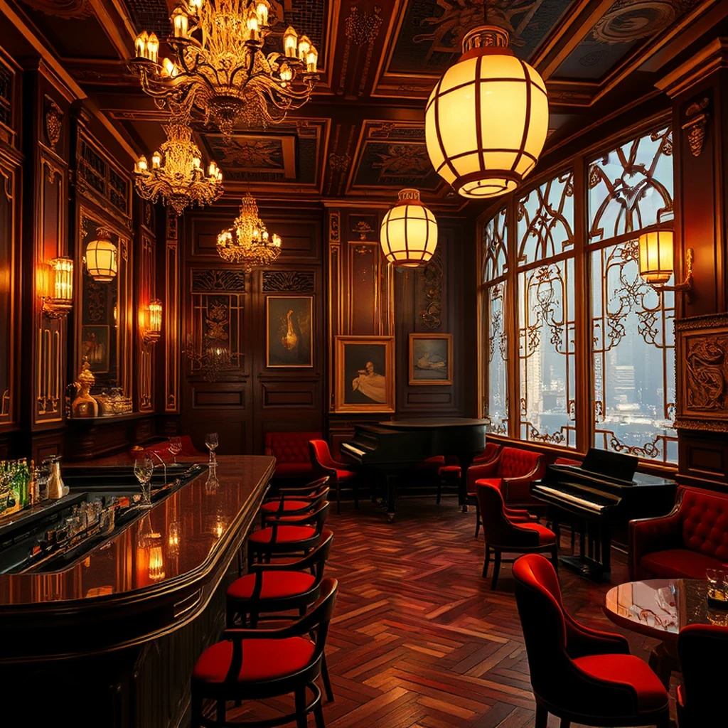 Image B of the puzzle: 1920s Shanghai jazz club with art deco interiors and gold accents