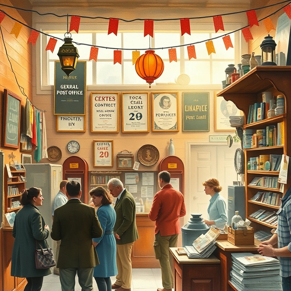 Image A of the puzzle: 1930s american countryside general store post office counter