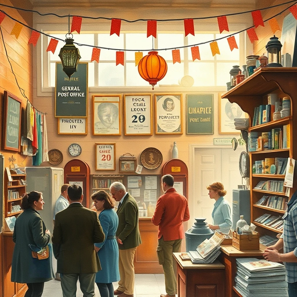Image B of the puzzle: 1930s american countryside general store post office counter