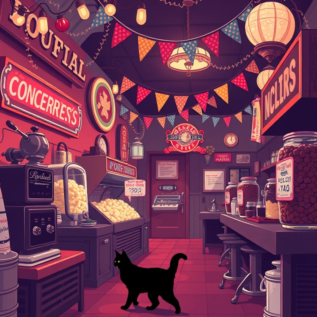 Image A of the puzzle: 1930s american movie theater concession stand with popcorn machine
