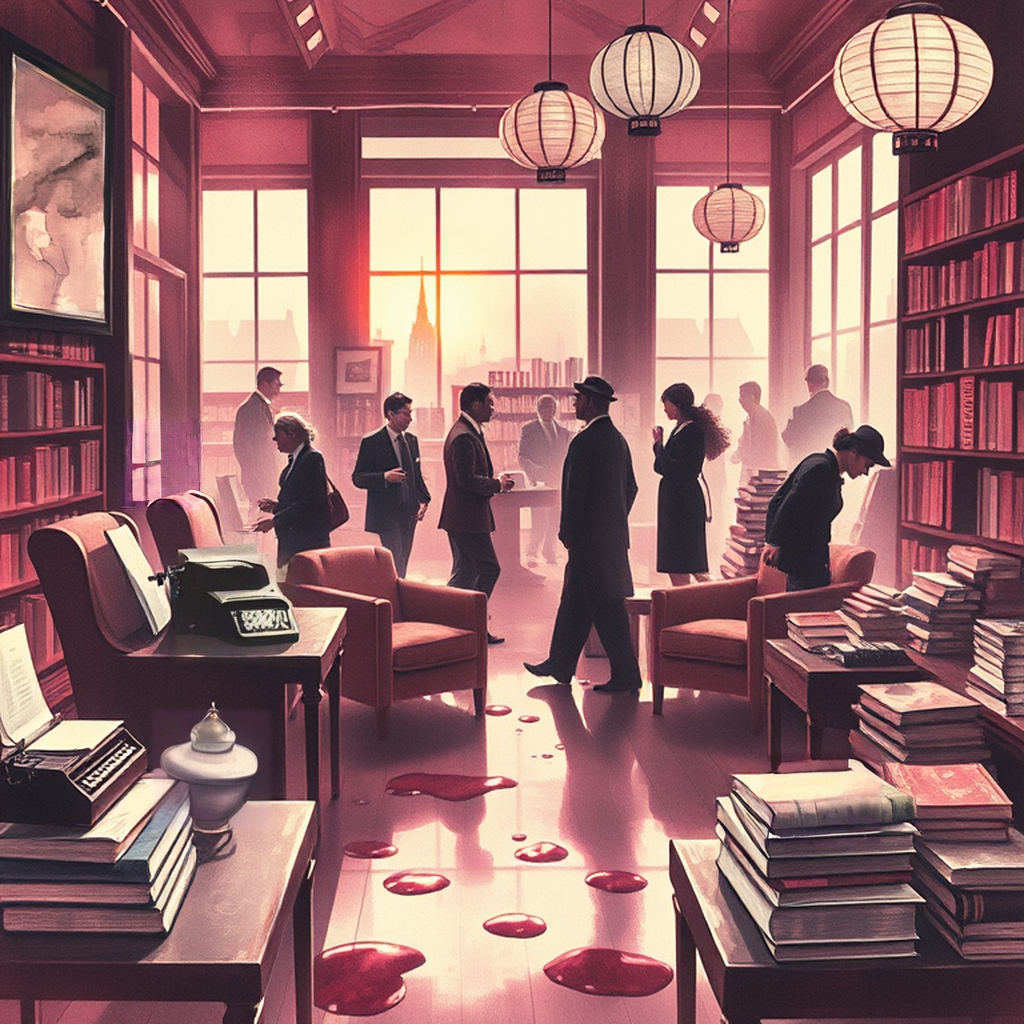 Image B of the puzzle: 1930s parisian bookshop cozy reading corner with armchairs