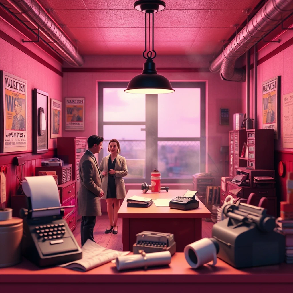 Image B of the puzzle: 1940s british wartime factory office with war posters