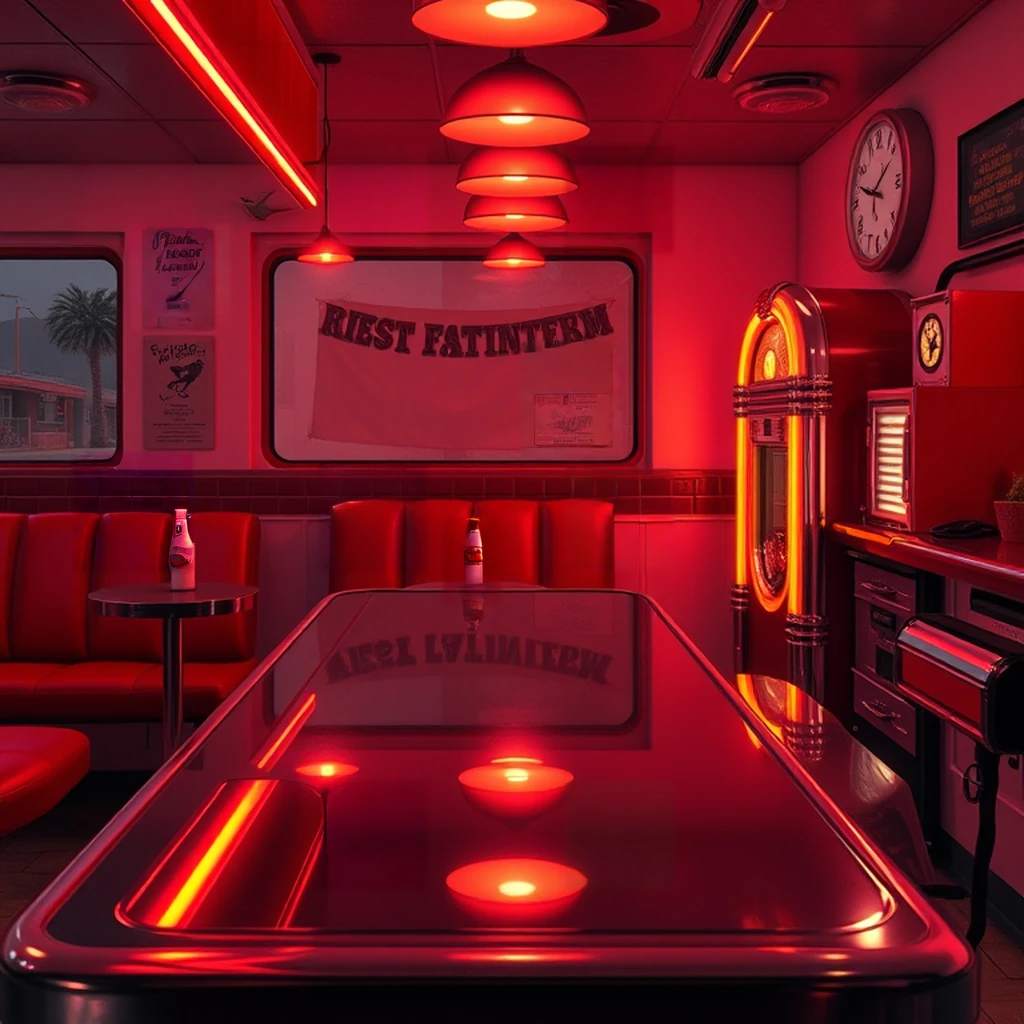 Image A of the puzzle: 1950s American diner at midnight