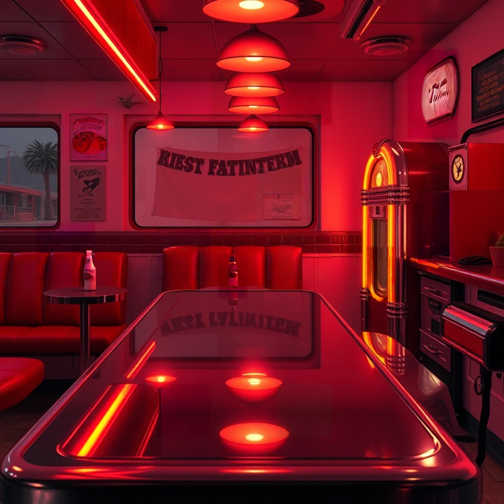 Image B of the puzzle: 1950s American diner at midnight