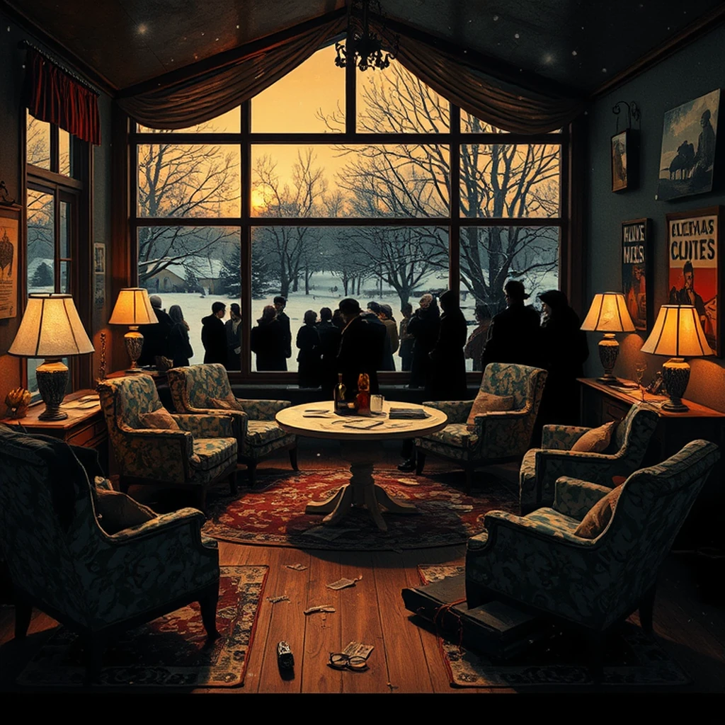 Image A of the puzzle: 1950s sunroom with chintz chairs and floral-patterned rugs