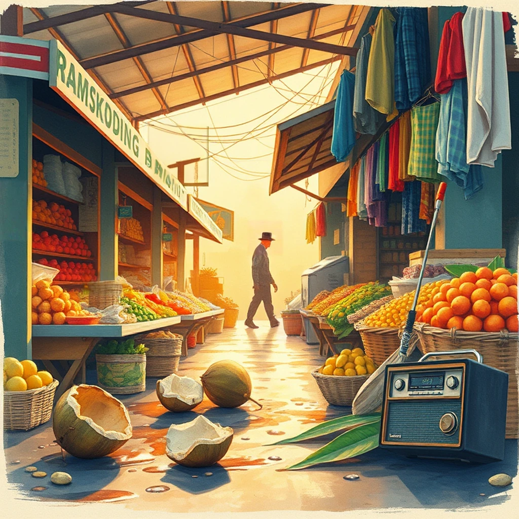 Image B of the puzzle: 1960s bangkok market stall selling fruit and spices