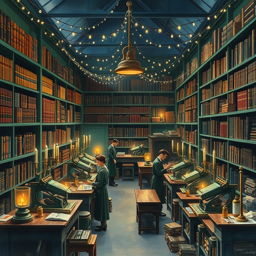 Image A of the puzzle: 1960s london bookbindery workshop with leather spines and gilt edges