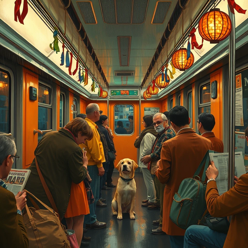 Image A of the puzzle: 1960s new york city subway car during rush hour with standing passengers