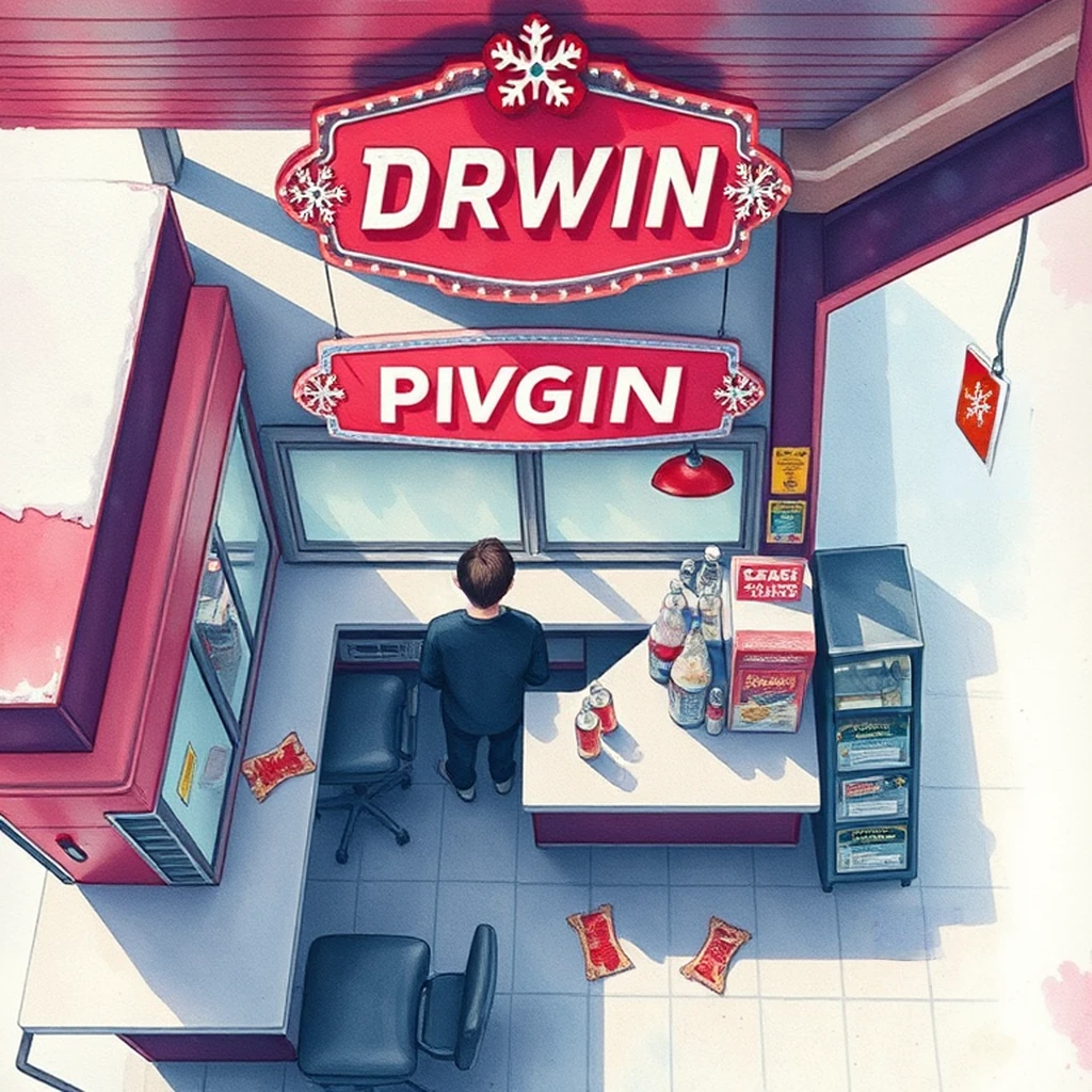 Image B of the puzzle: 1970s american drive-in movie theater snack stand