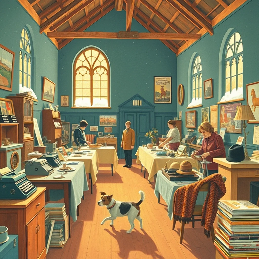 Image A of the puzzle: 1970s british village church hall charity bazaar night sale