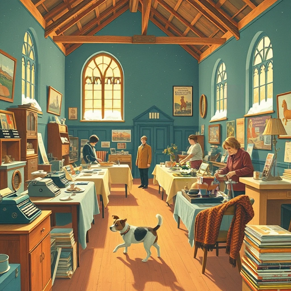 Image B of the puzzle: 1970s british village church hall charity bazaar night sale