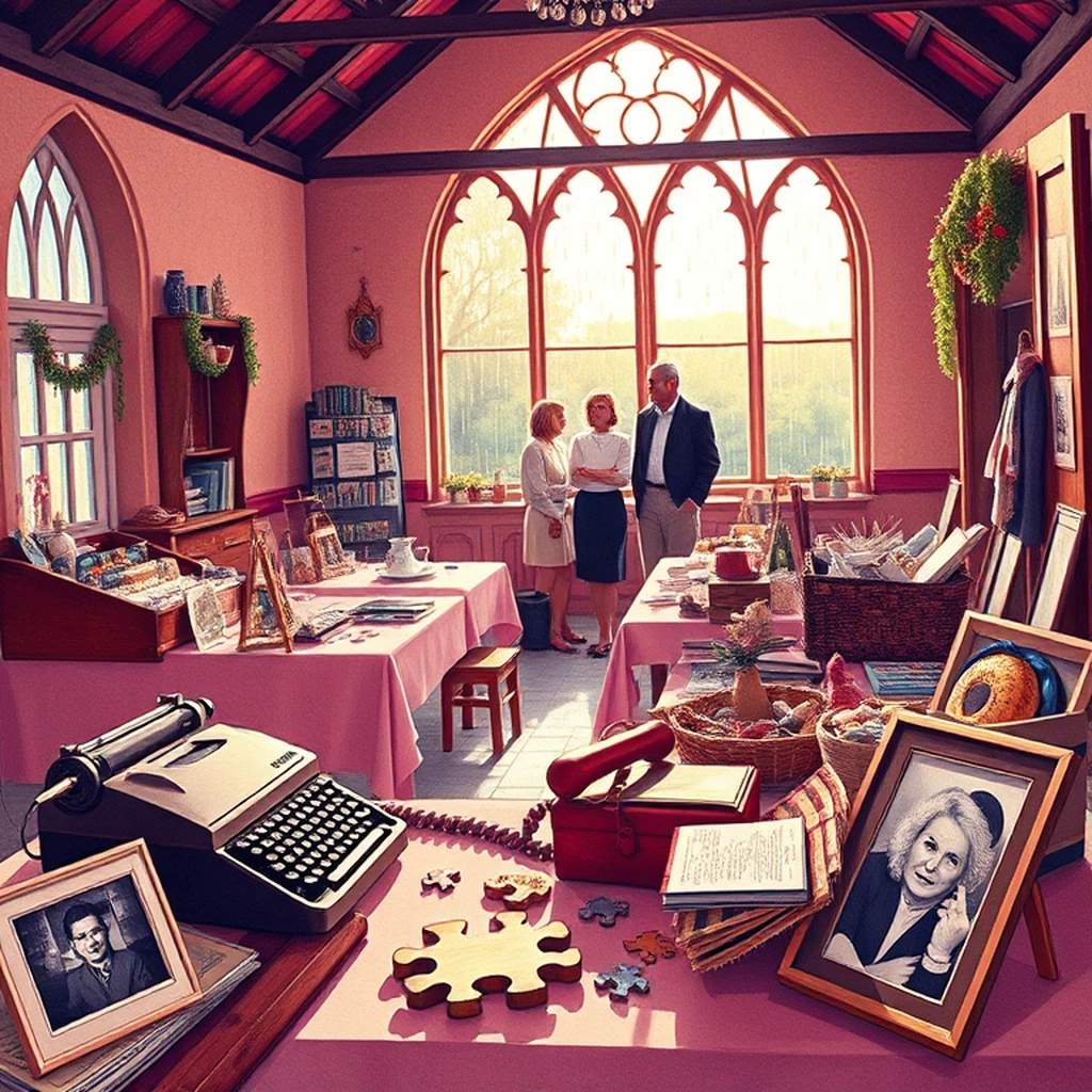Image A of the puzzle: 1980s british village church hall craft fair table display