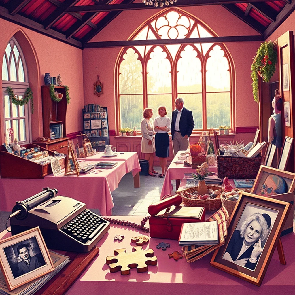 Image B of the puzzle: 1980s british village church hall craft fair table display
