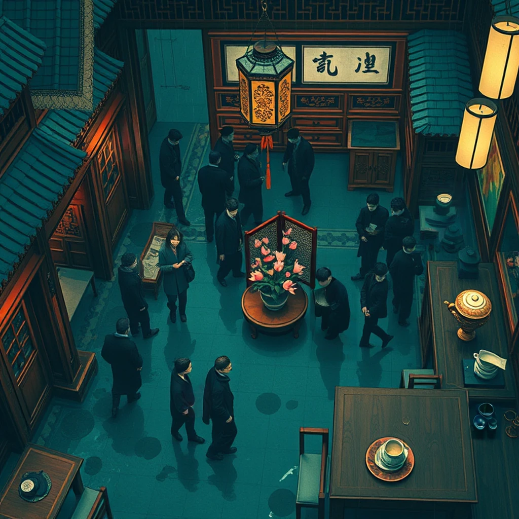 Image B of the puzzle: 1980s chinese tea house in san francisco with intricate carvings