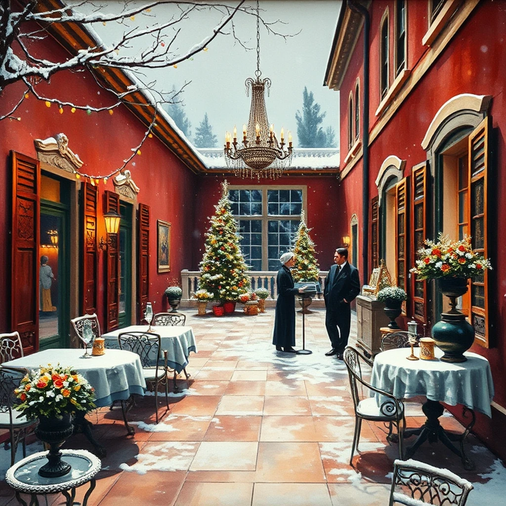 Image A of the puzzle: 1980s italian villa outdoor terrazzo patio