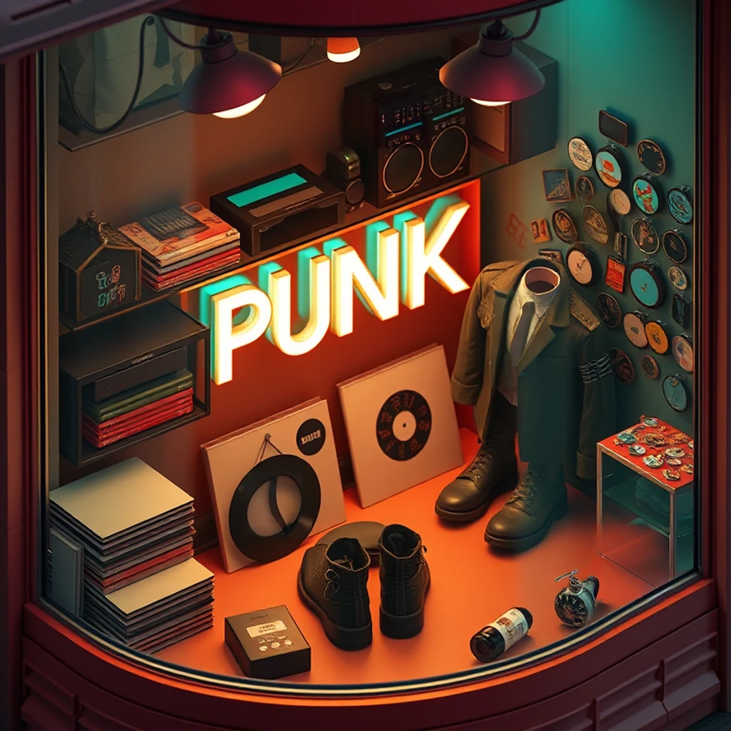 Image B of the puzzle: 1980s london punk fashion boutique window display