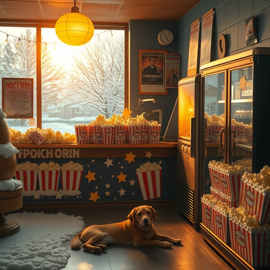 Image B of the puzzle: 1980s small town movie theater concession stand with popcorn tins