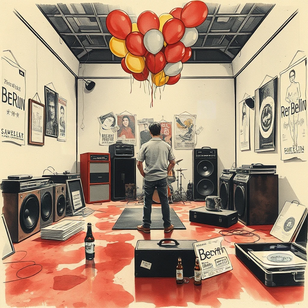 Image B of the puzzle: 1980s west berlin punk band rehearsal studio with ripped posters