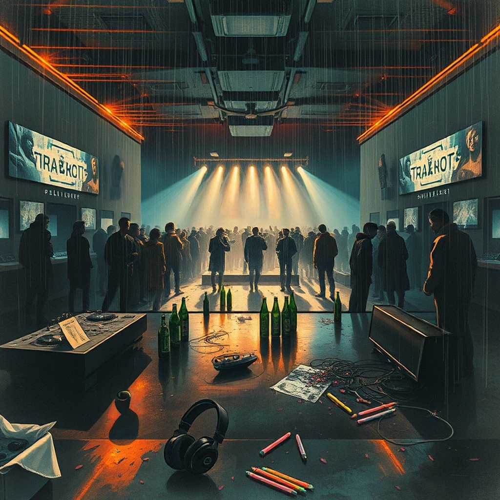 Image B of the puzzle: 1990s berlin techno club main room with laser lights