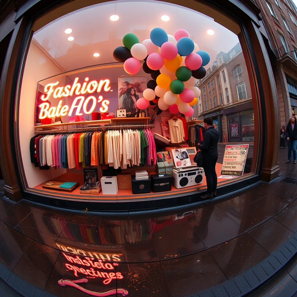 Image B of the puzzle: 1990s london vintage clothing boutique window display