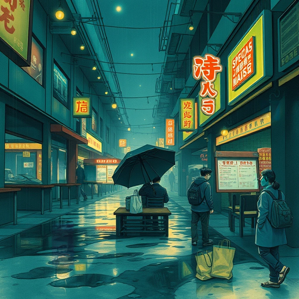 Image B of the puzzle: 2000s hong kong shopping mall food court at lunchtime