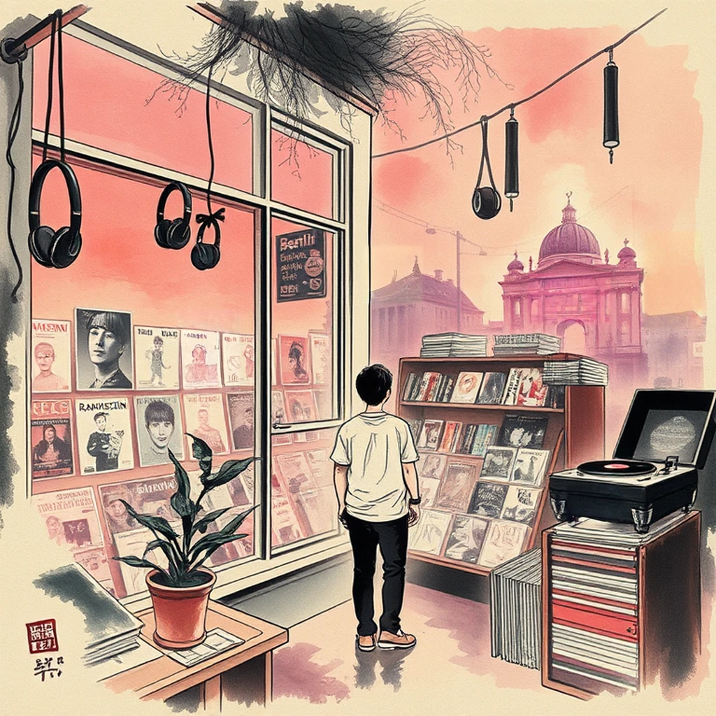 Image B of the puzzle: 2010s berlin vintage record store window display