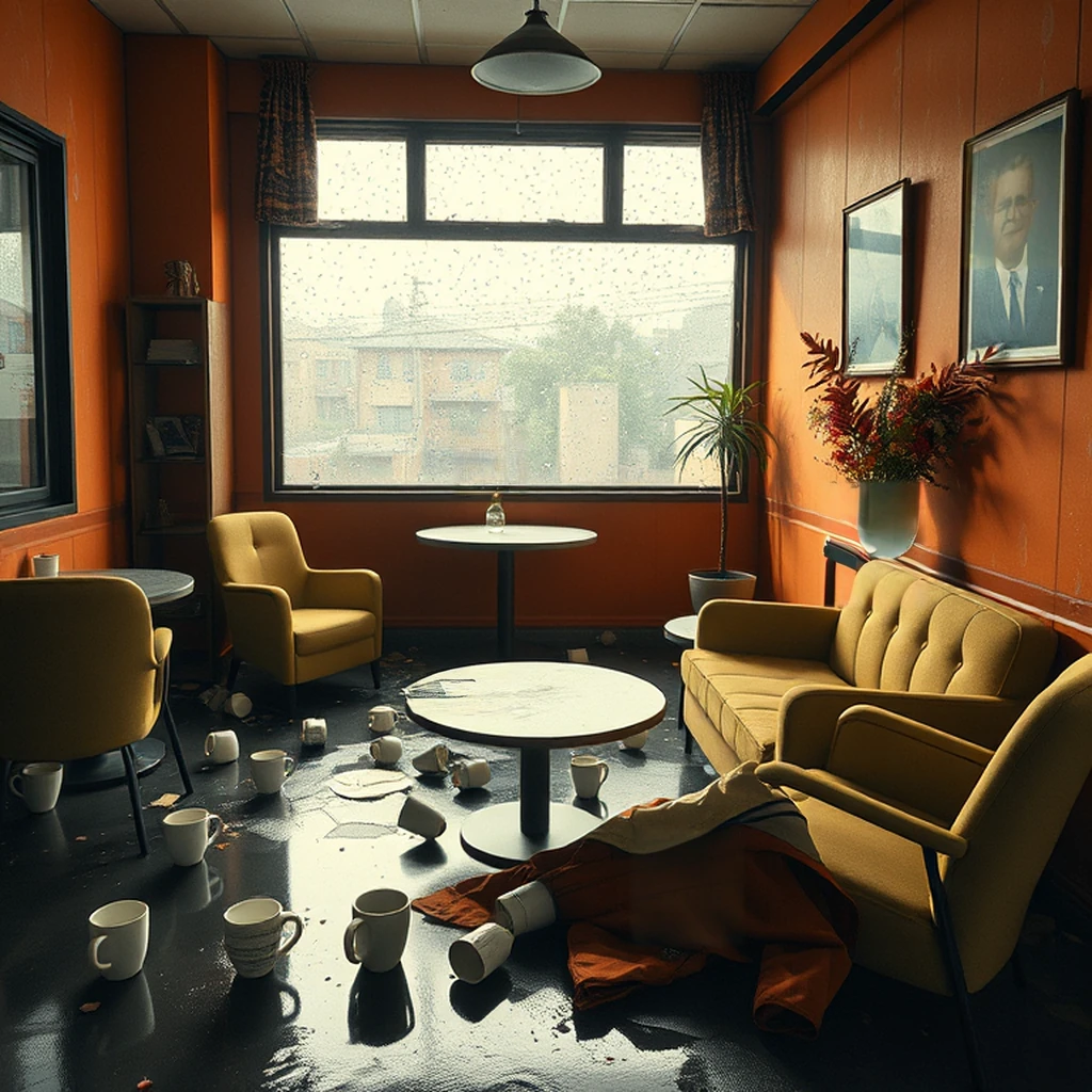 Image B of the puzzle: 2010s tokyo maid café interior with cosplaying servers