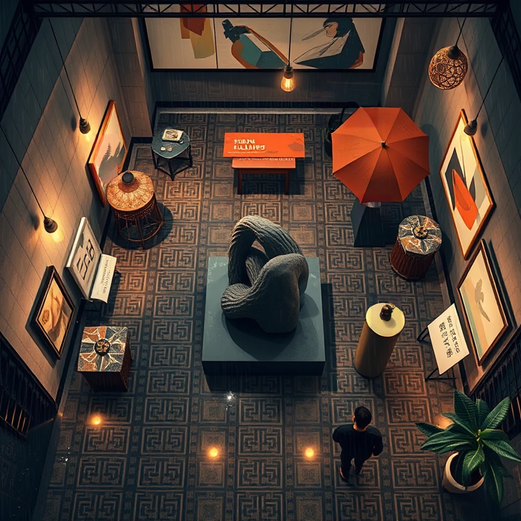 Image B of the puzzle: 2020s chinese modern art gallery opening night