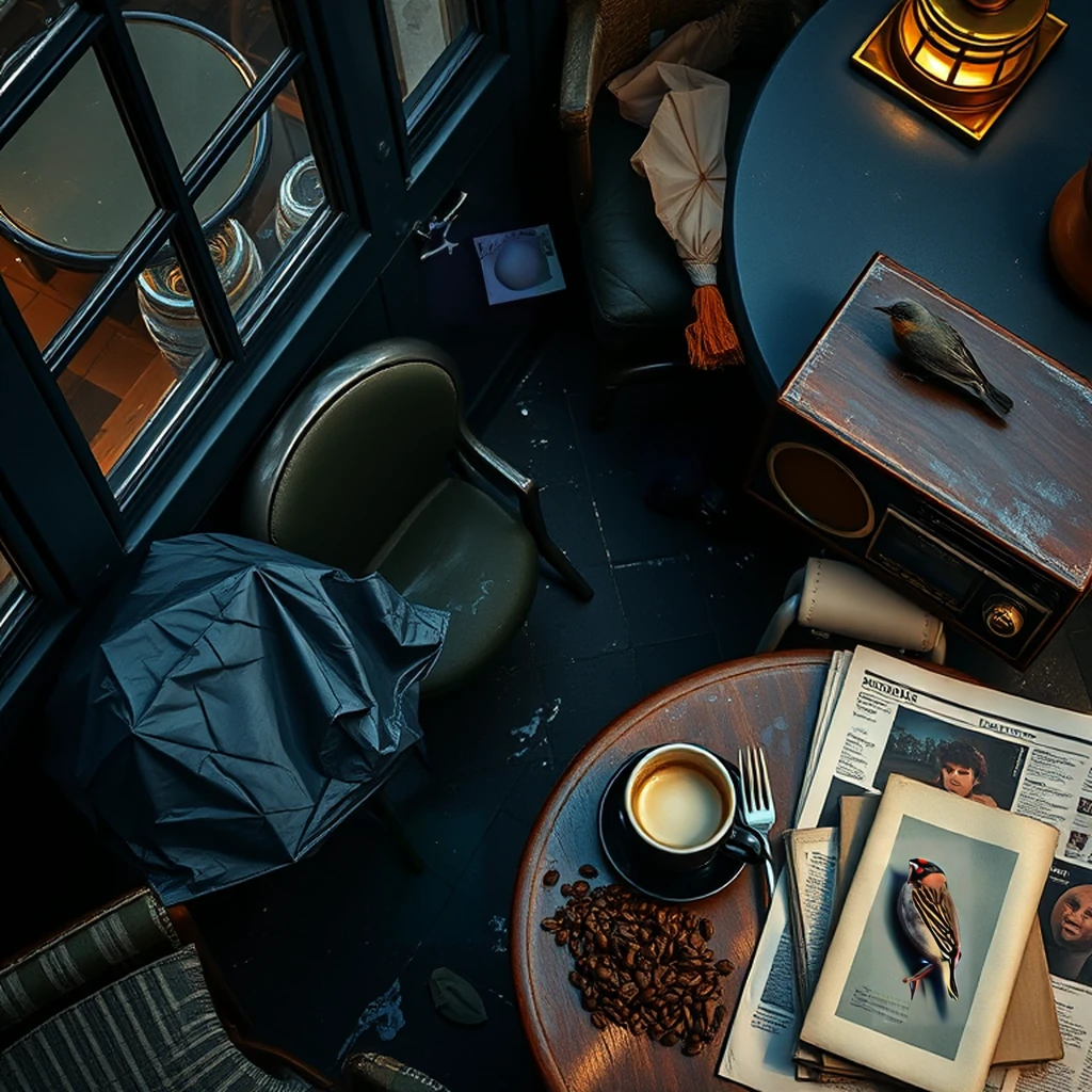 Image B of the puzzle: 2020s london high street corner cafe with outdoor seating and coffee beans