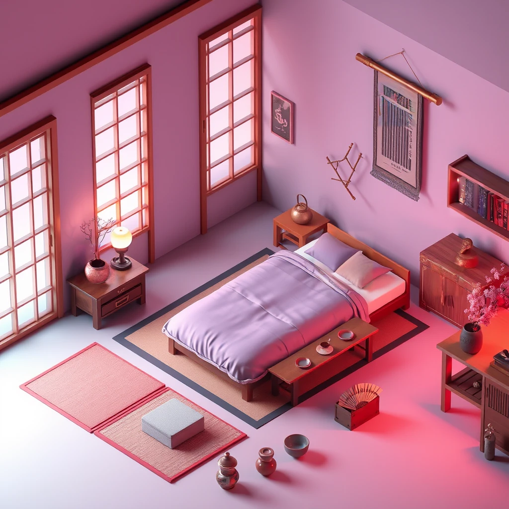 Image B of the puzzle: contemporary japanese zen bedroom with tatami mats and shoji screens