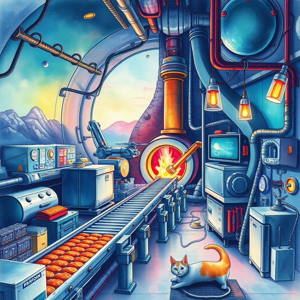 Image B of the puzzle: Deep space mining outpost with molten ore processing
