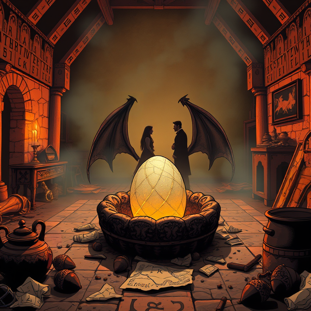 Image B of the puzzle: dragon egg incubator guarded by enchanted runes