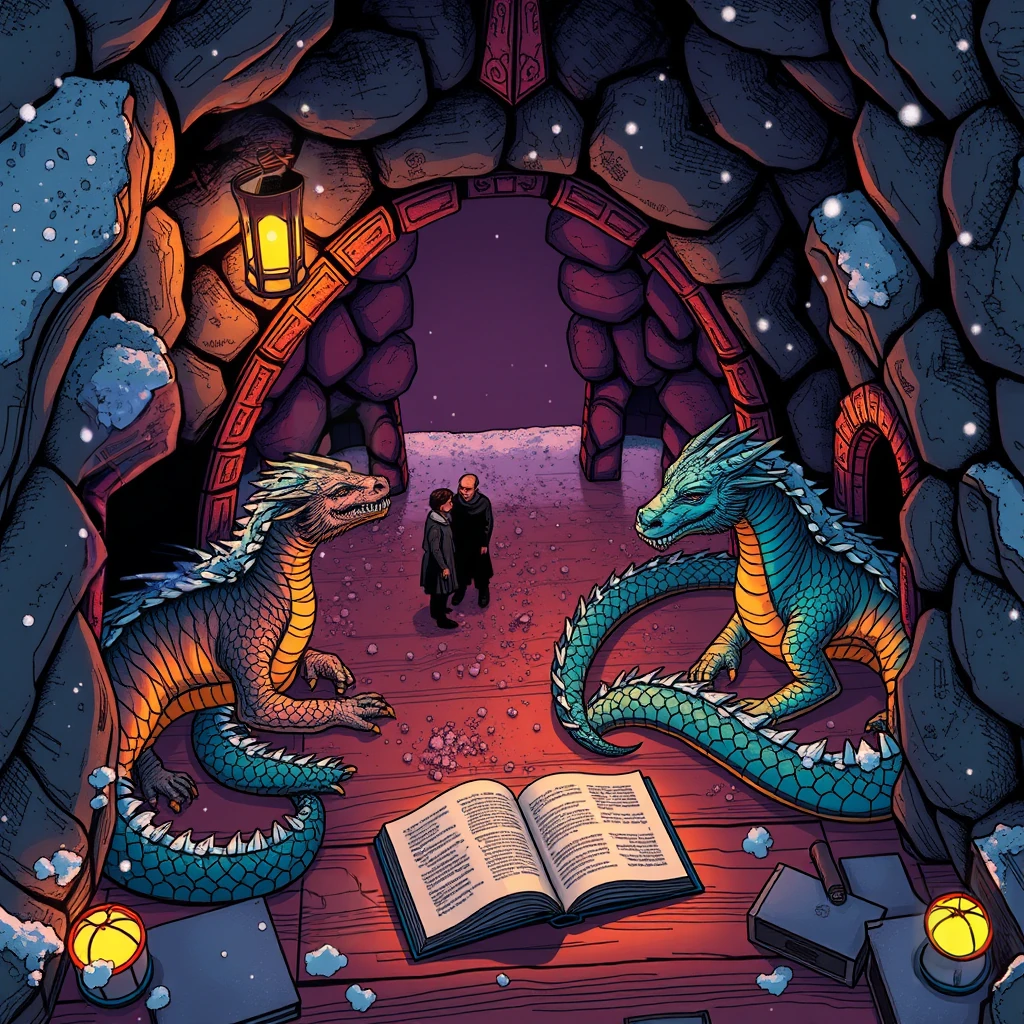 Image B of the puzzle: dragon sanctuary lit by moonlight with iridescent scales glimmering