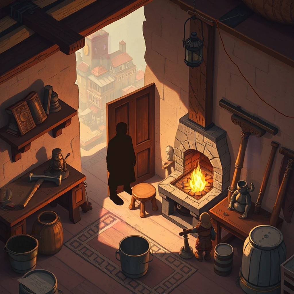 Image B of the puzzle: dwarven blacksmith forge with anvil and glowing embers