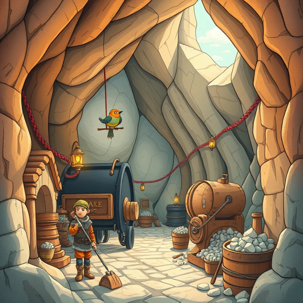 Image A of the puzzle: dwarven mining shaft deep in the mountains