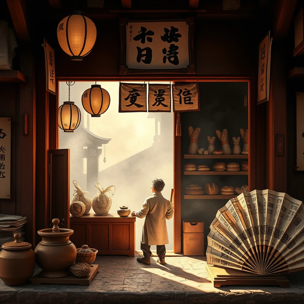 Image A of the puzzle: halfling bakery shopfront with warm bread loaves in the window