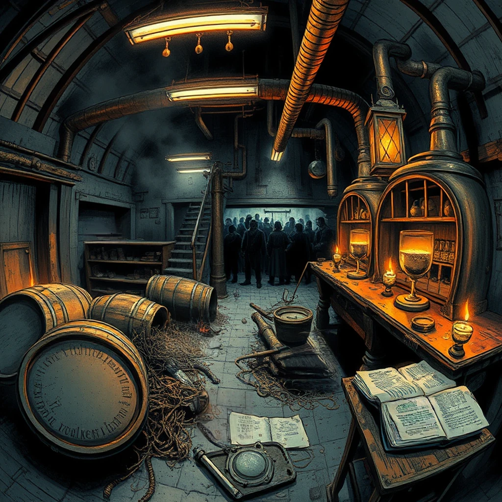 Image B of the puzzle: hidden dwarven brewery filled with barrels of ale