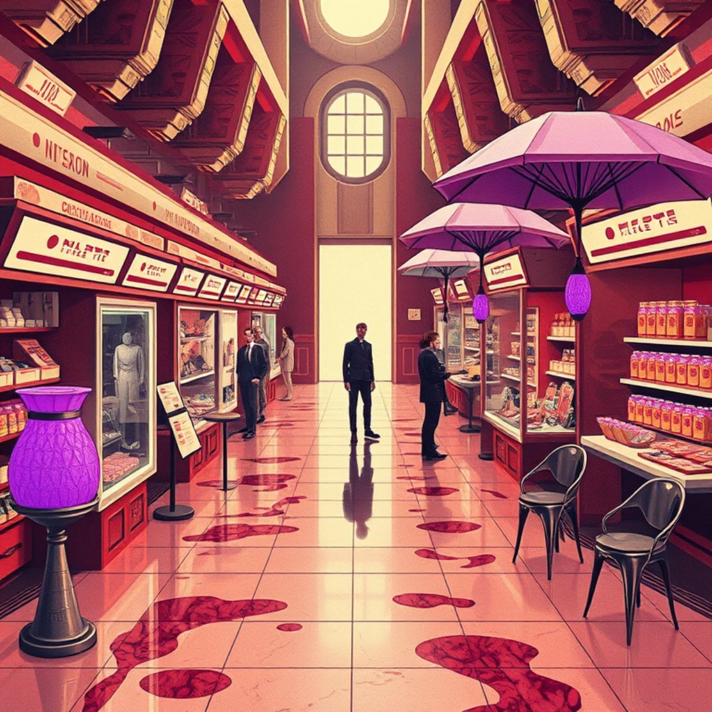 Image A of the puzzle: scifi alien marketplace with exotic goods and beings