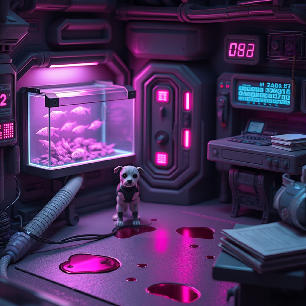 Image B of the puzzle: scifi deep sea exploration base with aquatic specimens