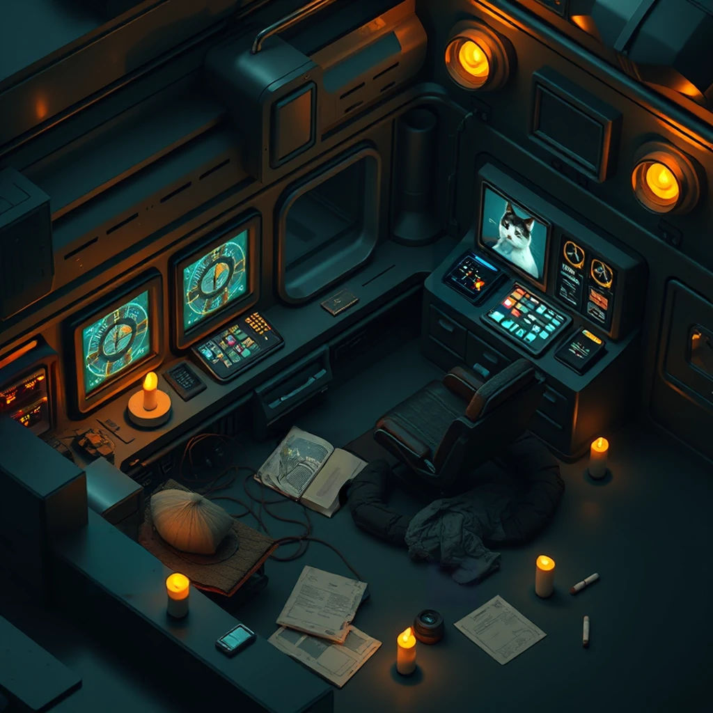 Image B of the puzzle: scifi submarine command center under the ocean