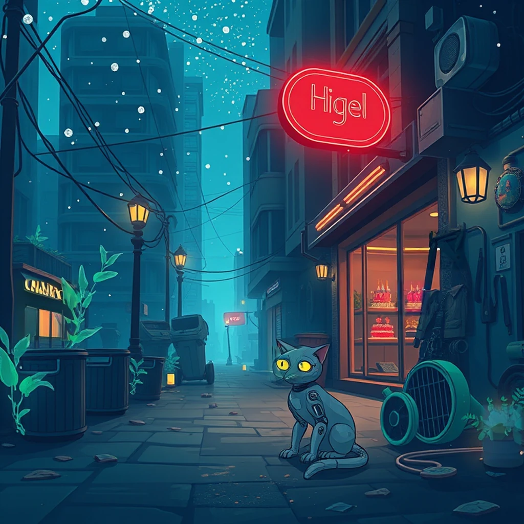 Image B of the puzzle: scifi underwater city streets with bioluminescent plants